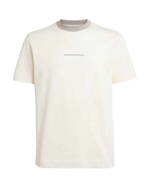 Emporio Armani White Cotton Logo T-Shirt for men
