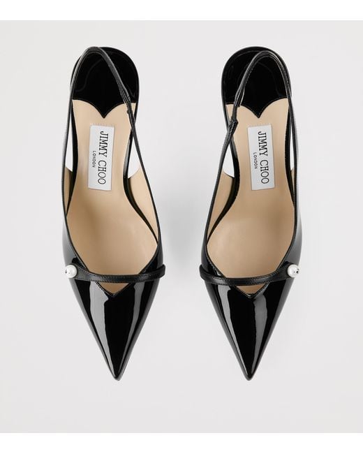 Jimmy Choo Black Amita 85 Leather Slingback Pumps