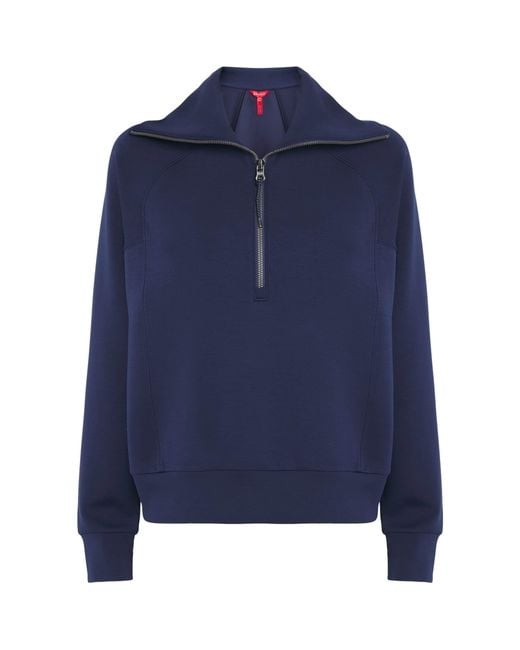 Spanx Blue Airessentials Half-Zip Sweater