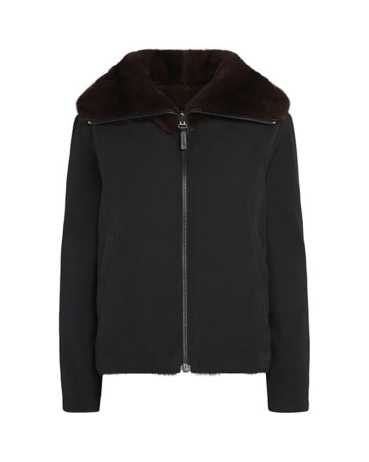 Yves Salomon Black Down-Mink Reversible Puffer Jacket