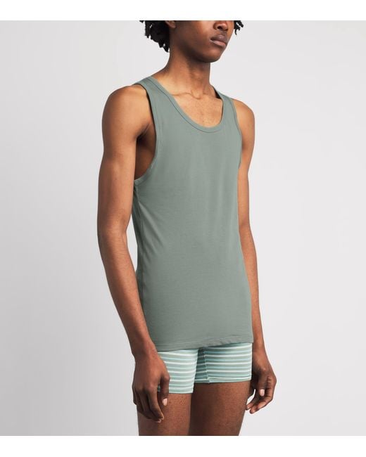 Calvin Klein Blue Stretch-Cotton Vests for men