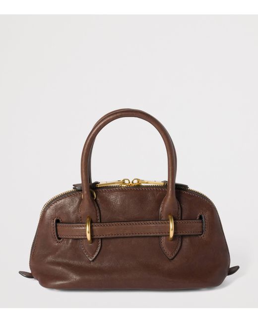 Miu Miu Brown Mini Nappa Leather Aventure Top-Handle Bag