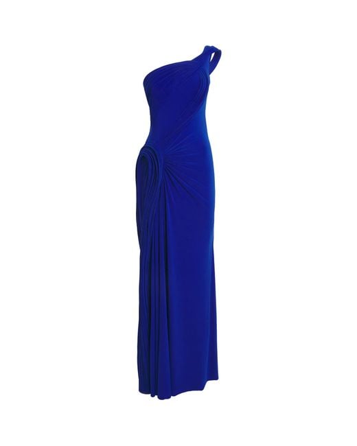 gaurav gupta blue dress Gaurav Gupta One-Shoulder Nova Gown in Blue