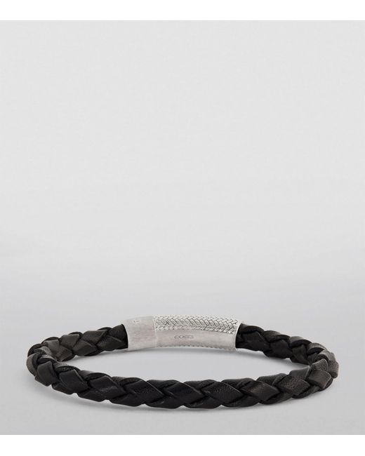 Tateossian Black Herringbone Click Pelle Bracelet for men