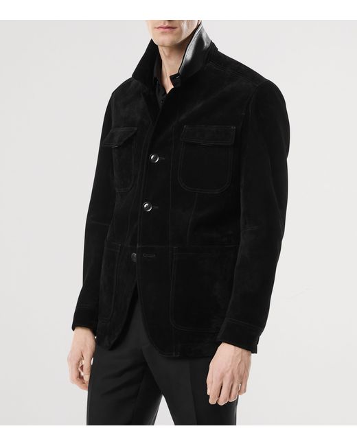 Tom Ford Black Suede Military Jacket for men