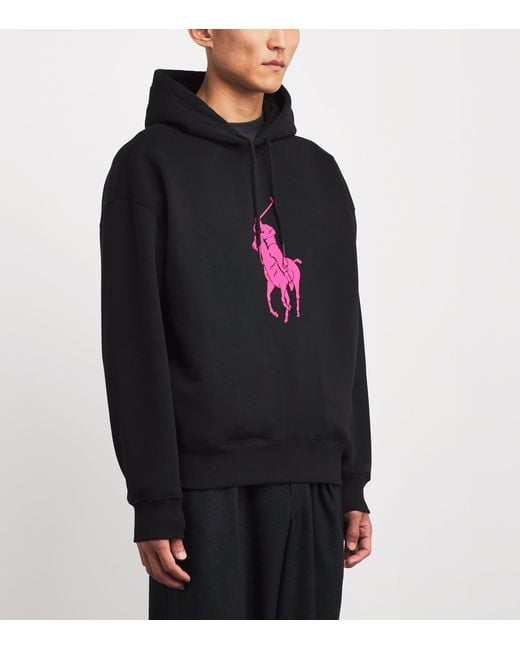 Polo Ralph Lauren Black Cotton-Blend Large Logo Hoodie for men