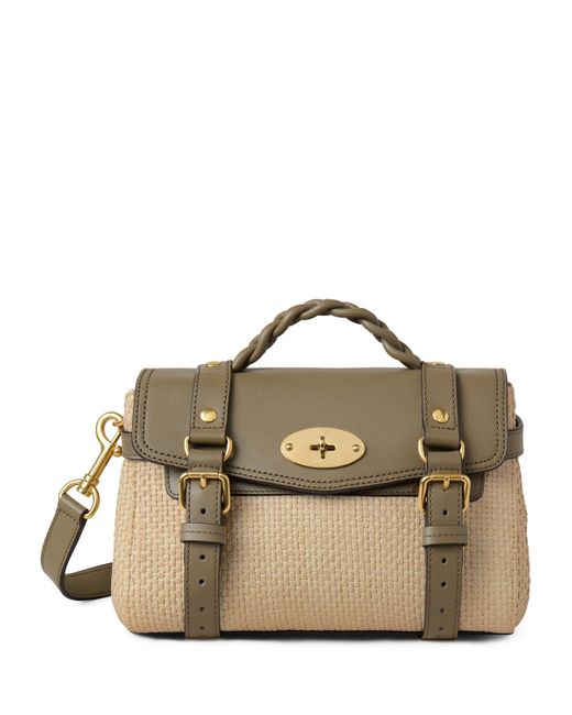 Mulberry Metallic Mini Raffia And Leather Alexa Satchel