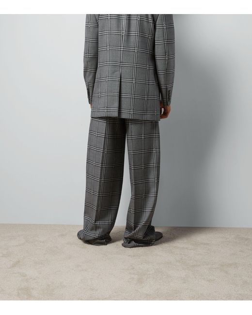 Gucci Gray Wool Horsebit Check Tailored Trousers