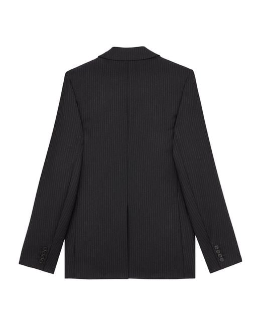 Saint Laurent Black Wool Chalk-Stripe Blazer for men