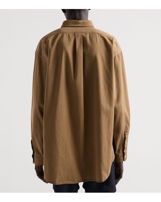 Prada Brown Cotton Logo Shirt for men