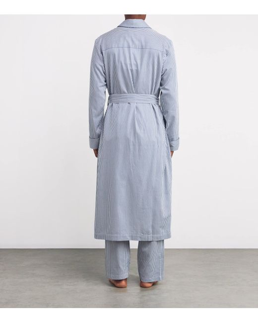 Harrods Blue Cotton Striped Robe for men