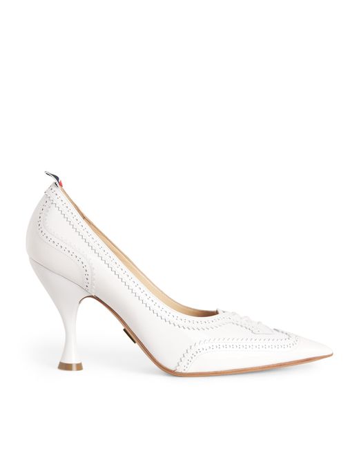 Thom Browne White Patent Leather Wingtip Pumps 90