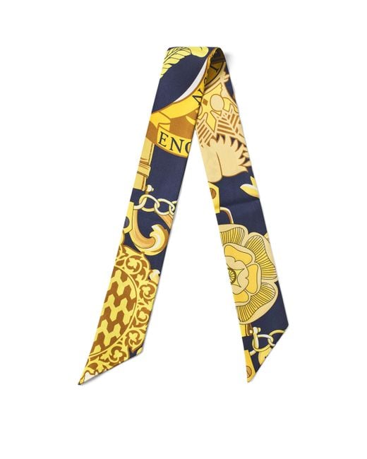 Aspinal Orange Silk Shield Skinny Scarf