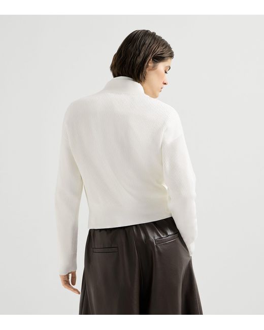 Brunello Cucinelli White Cotton Zip-Front Cardigan