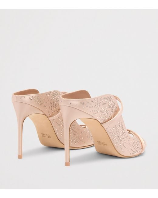 Malone Souliers Pink Satin Crystal-Embellished Noah Heeled Sandals 90