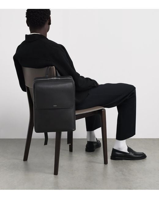 Sandro Black Leather Logo Backpack for men