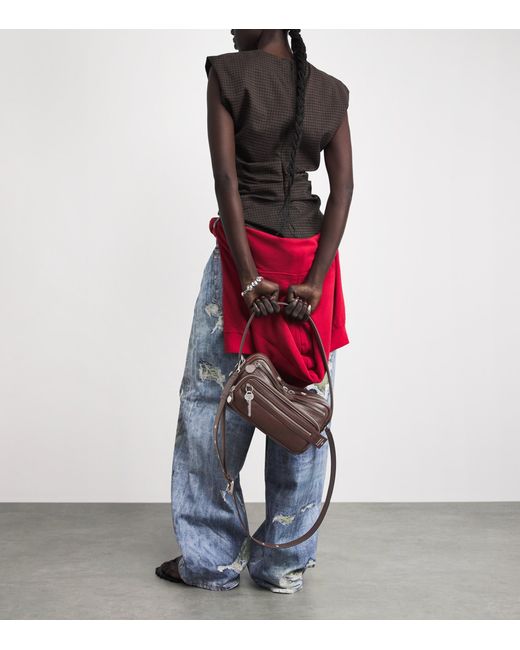 Acne Gray Leather Camero Camera Shoulder Bag
