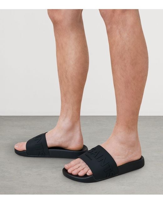 AllSaints Black Rubber Biggy Slides for men
