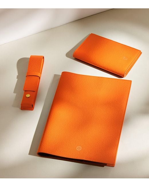 Harrods Orange Leather Passport Holder for men
