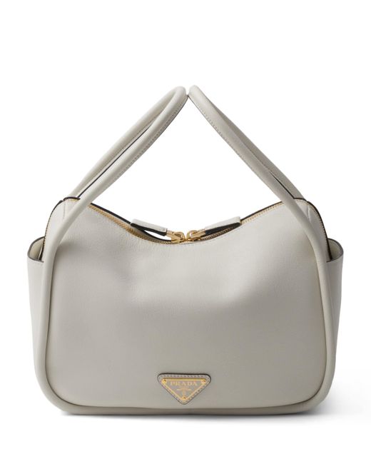 Prada Gray Leather Darling Top-Handle Bag