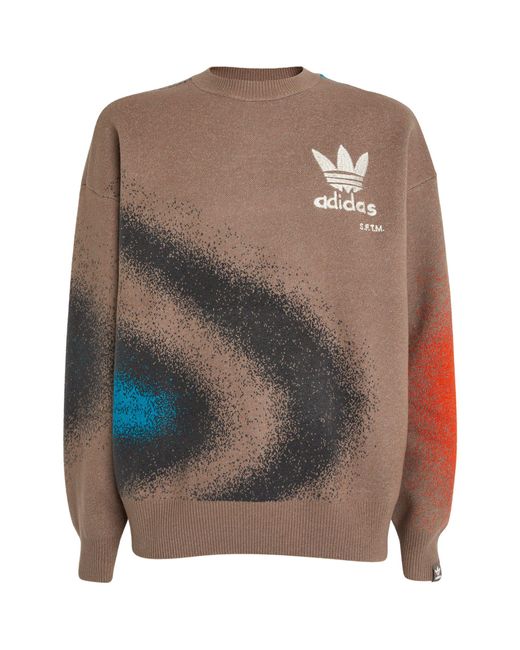 Adidas Brown X Song For The Mute Spray Print Sweater for men