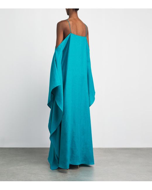 Taller Marmo Blue Linen Farrow Maxi Kaftan Dress