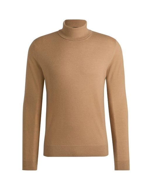 Boss Brown Cashmere Rollneck Sweater for men