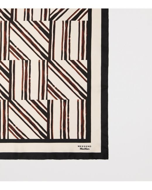 Weekend by Maxmara Black Silk Printed Square Scarf