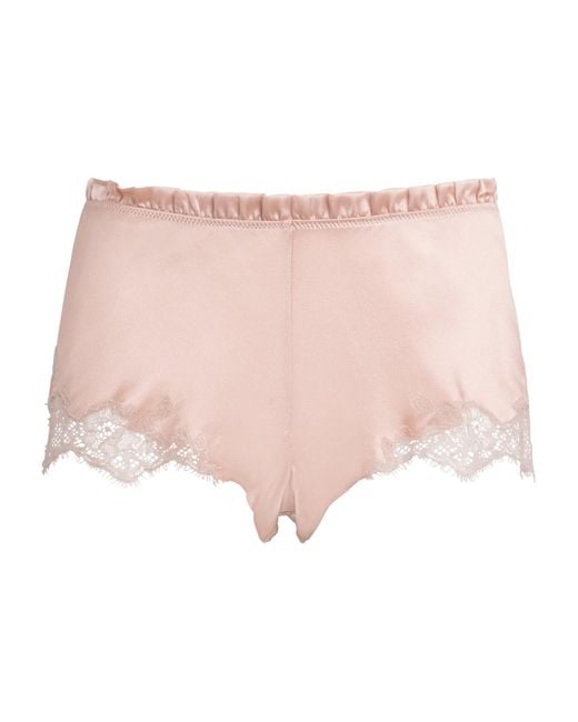 Carine Gilson Pink Silk Lace-Trim Louise Shorts