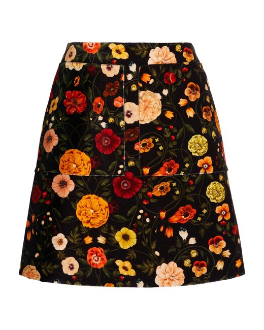 La DoubleJ Velvet Floral Print Mini Skirt in Black Lyst
