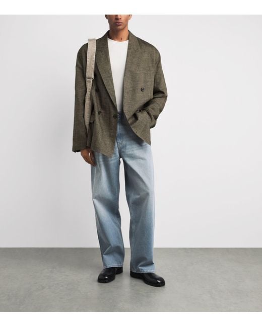 Our Legacy Green Linen-Silk-Cotton Halt Blazer for men