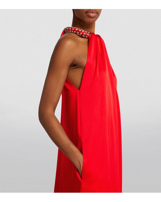 Stella McCartney Red Embellished Halterneck Gown