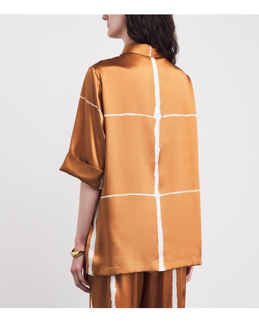 Kiton Brown Silk Printed Shirt