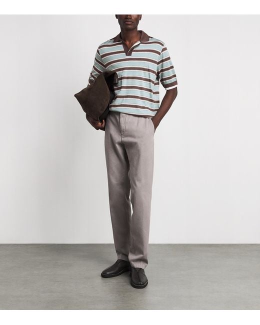 Paul & Shark Multicolor Virgin Wool-Silk Stripe Polo Shirt for men