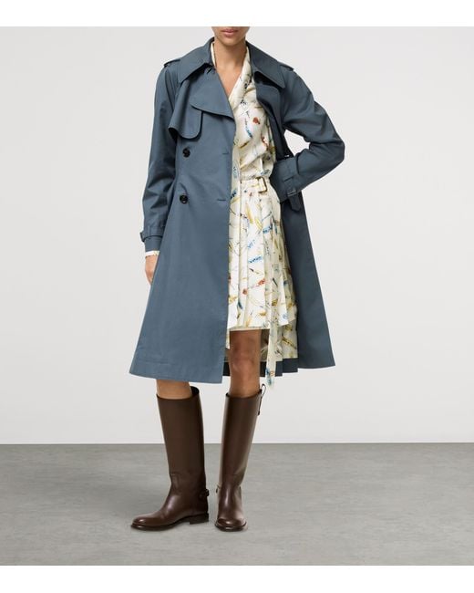 Burberry Blue Long Tropical Gabardine Pembury Trench Coat