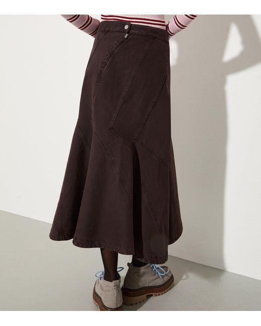 MAX&Co. Brown Cotton Midi Skirt