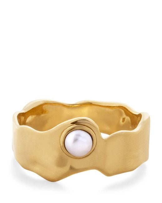 Monica Vinader Natural Vermeil And Pearl Capri Stacking Ring