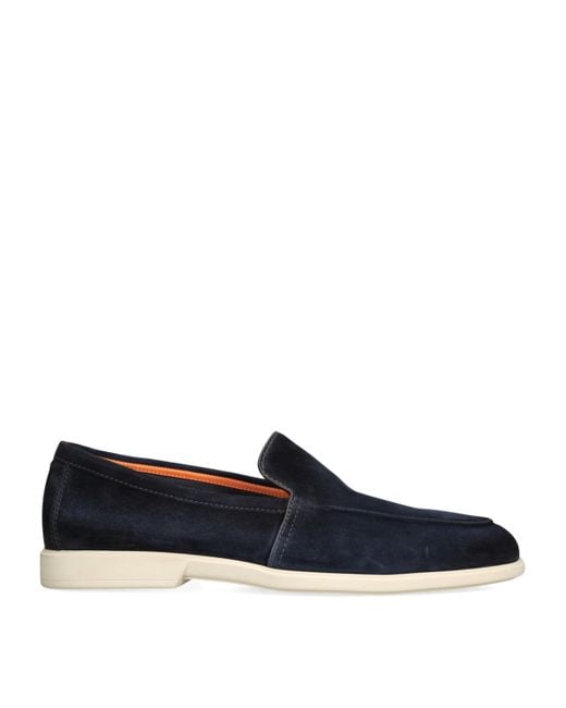 Santoni Blue Suede Malibu Loafers
