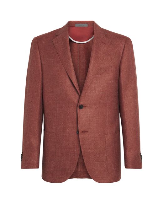 Corneliani Red Virgin Wool-Silk-Linen Blazer for men
