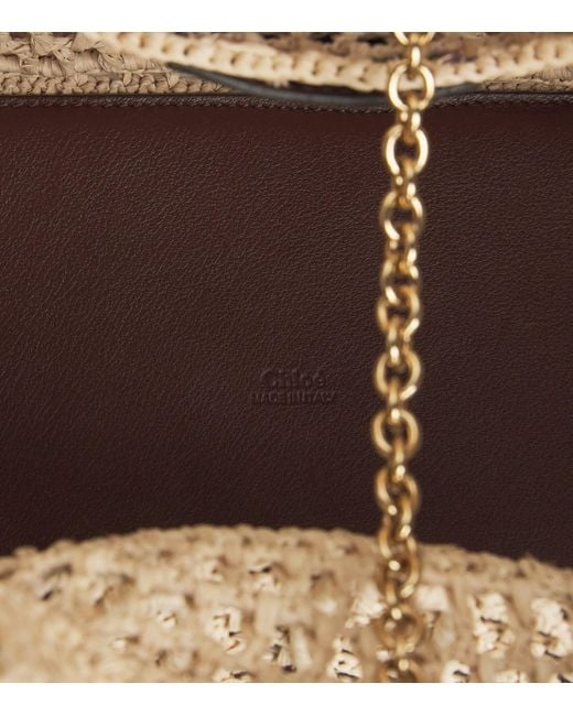 Chloé Metallic Raffia Iconic Logo Tote Bag