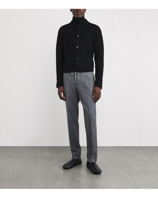 Corneliani Gray Wool Drawstring Trousers for men