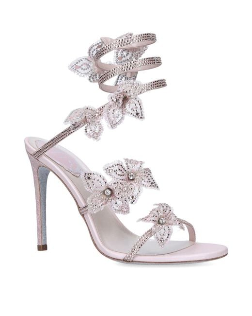 Rene Caovilla Leather Cleo Flower Sandals 105 in Pink | Lyst UK