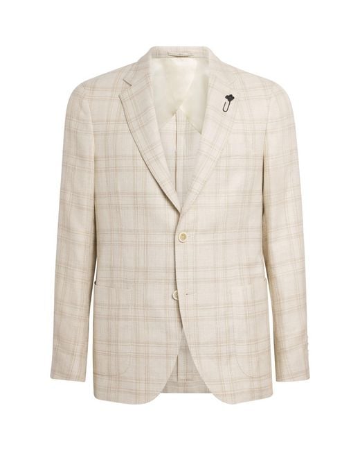 Lardini Natural Wool Check Blazer for men