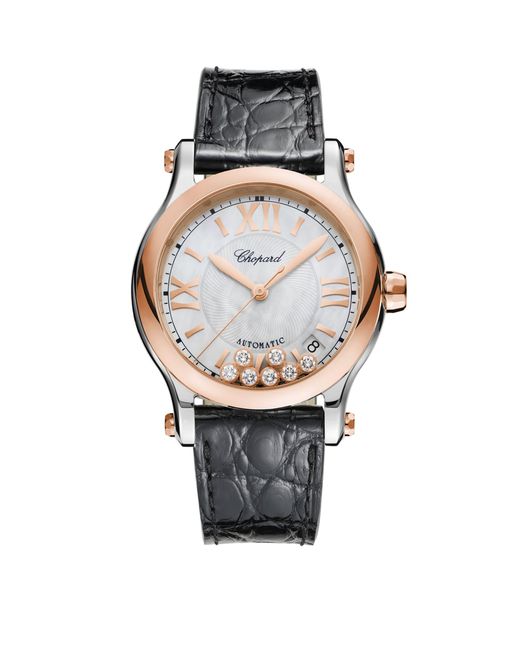 Chopard Gray Stainless Steel And Diamond Happy Sport Watch