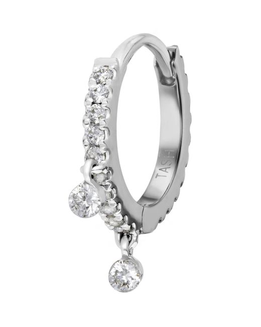 Maria Tash Metallic Diamond Eternity Double Dangle Single Hoop Earring