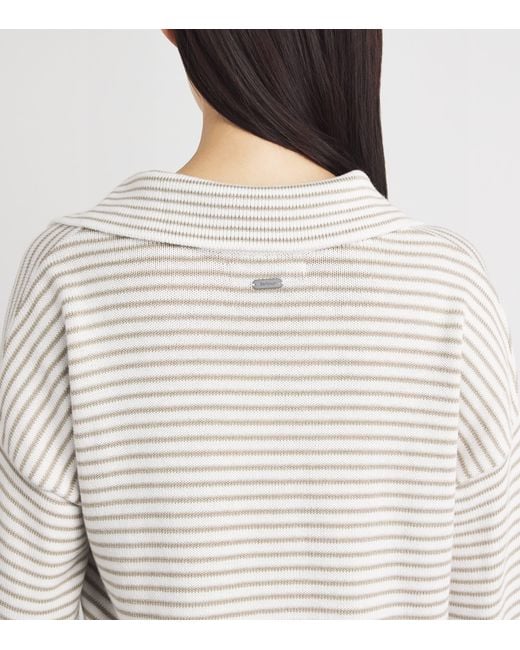 Barbour White Cotton Stripe Aylesby Sweater