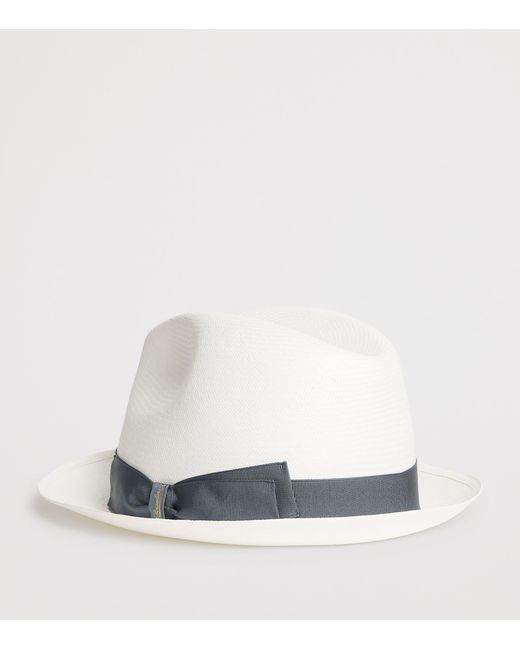 Borsalino White Small Straw Trilby Hat