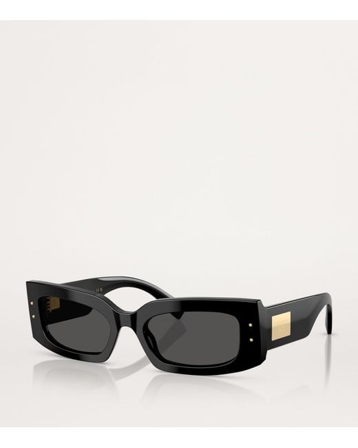 Dolce & Gabbana Black Acetate Rectangular Sunglasses