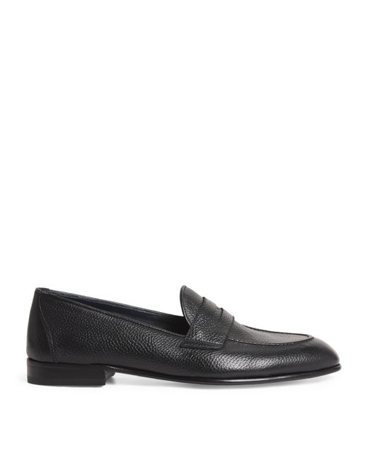 Brioni Black Leather Appia Loafers for men
