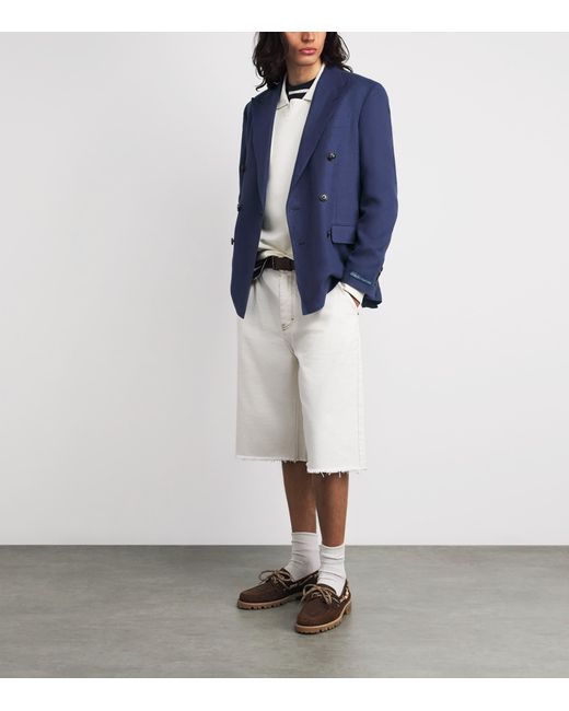 Polo Ralph Lauren Blue Linen Double-Breasted Blazer for men